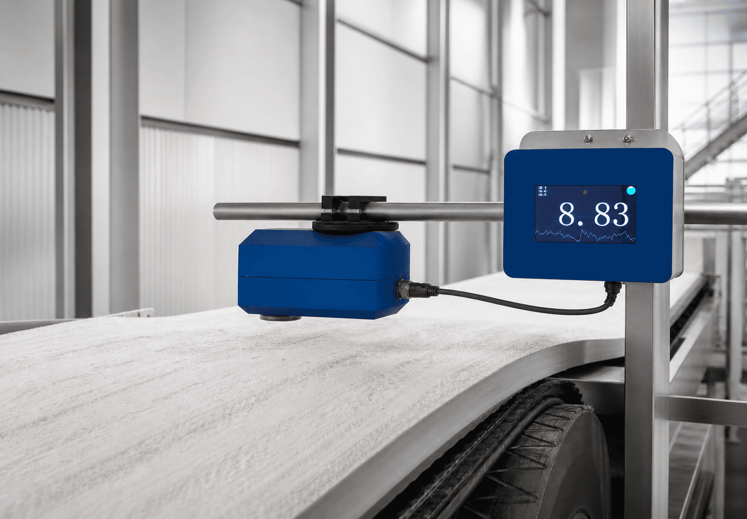 Online NIR moisture analyzer installed on a real corn processing production line